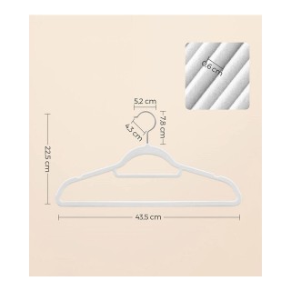 Σετ Βελούδινες Κρεμάστρες Ρούχων 50 τμχ Χρώματος Λευκό Songmics CRF...