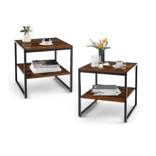 Σετ Βοηθητικά Μεταλλικά Τραπεζάκια με 1 Ξύλινο Ράφι 50 x 50 x 50 cm... Σετ Βοηθητικά Μεταλλικά Τραπεζάκια με 1 Ξύλινο Ράφι 50 x 50 x 50 cm...
