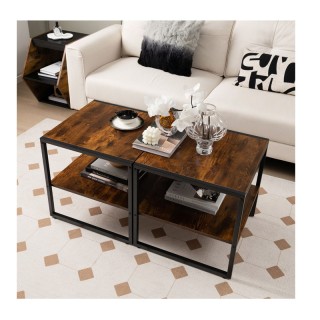 Σετ Βοηθητικά Μεταλλικά Τραπεζάκια με 1 Ξύλινο Ράφι 50 x 50 x 50 cm... Σετ Βοηθητικά Μεταλλικά Τραπεζάκια με 1 Ξύλινο Ράφι 50 x 50 x 50 cm...