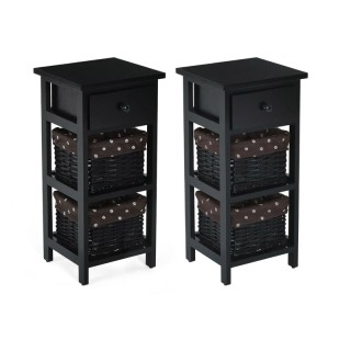 Σετ Ξύλινα Κομοδίνα με 1 Συρτάρι και 2 Ψάθινα Καλάθια 28 x 26 x 60 ... Σετ Ξύλινα Κομοδίνα με 1 Συρτάρι και 2 Ψάθινα Καλάθια 28 x 26 x 60 ...