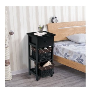 Σετ Ξύλινα Κομοδίνα με 1 Συρτάρι και 2 Ψάθινα Καλάθια 28 x 26 x 60 ... Σετ Ξύλινα Κομοδίνα με 1 Συρτάρι και 2 Ψάθινα Καλάθια 28 x 26 x 60 ...