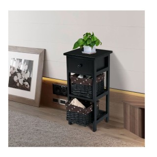 Σετ Ξύλινα Κομοδίνα με 1 Συρτάρι και 2 Ψάθινα Καλάθια 28 x 26 x 60 ... Σετ Ξύλινα Κομοδίνα με 1 Συρτάρι και 2 Ψάθινα Καλάθια 28 x 26 x 60 ...