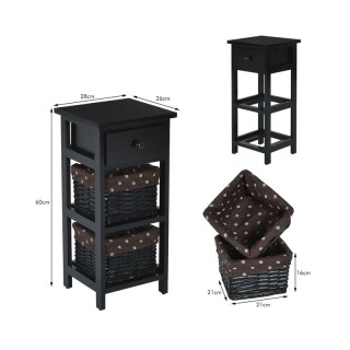 Σετ Ξύλινα Κομοδίνα με 1 Συρτάρι και 2 Ψάθινα Καλάθια 28 x 26 x 60 ... Σετ Ξύλινα Κομοδίνα με 1 Συρτάρι και 2 Ψάθινα Καλάθια 28 x 26 x 60 ...