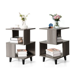 Σετ Ξύλινα Κομοδίνα με 2 Ράφια 40 x 40 x 64 cm 2 τμχ Costway CB10236 Σετ Ξύλινα Κομοδίνα με 2 Ράφια 40 x 40 x 64 cm 2 τμχ Costway CB10236