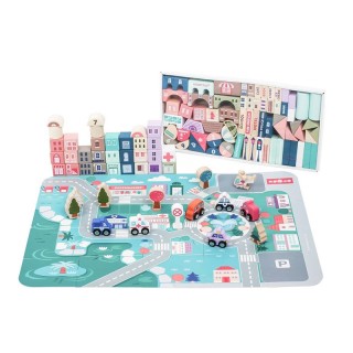 Σετ Ξύλινα Τουβλάκια Πόλη με Χαλάκι 115 τμχ Ecotoys HM015220 Σετ Ξύλινα Τουβλάκια Πόλη με Χαλάκι 115 τμχ Ecotoys HM015220