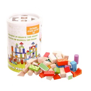 Σετ Ξύλινα Τουβλάκια σε Κουβά 100 τμχ Ecotoys 2007 Σετ Ξύλινα Τουβλάκια σε Κουβά 100 τμχ Ecotoys 2007