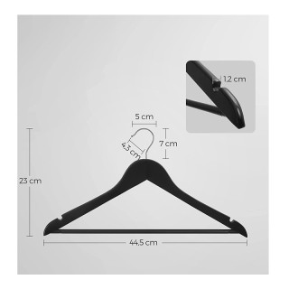 Σετ Ξύλινες Κρεμάστρες Ρούχων 10 τμχ Χρώματος Μαύρο Songmics CRW02B10