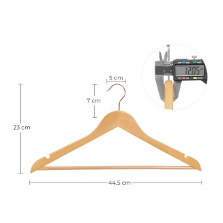 Σετ Ξύλινες Κρεμάστρες Ρούχων 20 τμχ Χρώματος Καφέ Ανοιχτό Songmics...