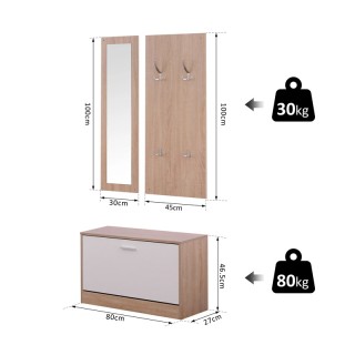 Σετ Ξύλινο Έπιπλο Εισόδου με Καθρέπτη 80 x 27 x 46.5 cm HOMCOM 837-006 Σετ Ξύλινο Έπιπλο Εισόδου με Καθρέπτη 80 x 27 x 46.5 cm HOMCOM 837-006