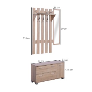 Σετ Ξύλινο Έπιπλο Εισόδου με Καθρέπτη 90 x 24 x 43.5 cm HOMCOM 837-... Σετ Ξύλινο Έπιπλο Εισόδου με Καθρέπτη 90 x 24 x 43.5 cm HOMCOM 837-...