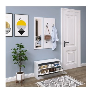 Σετ Ξύλινο Έπιπλο Εισόδου με Καθρέπτη / Κρεμάστρα και Παπουτσοθήκη ...