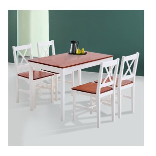 Σετ Ξύλινο Τραπέζι Κουζίνας 108 x 64 x 73 cm με 4 Καρέκλες Hoppline... Σετ Ξύλινο Τραπέζι Κουζίνας 108 x 64 x 73 cm με 4 Καρέκλες Hoppline...