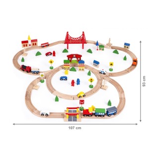 Σετ Ξύλινος Σιδηροδρομικός Σταθμός με Αυτοκινούμενο Τρένο Μπαταρίας...