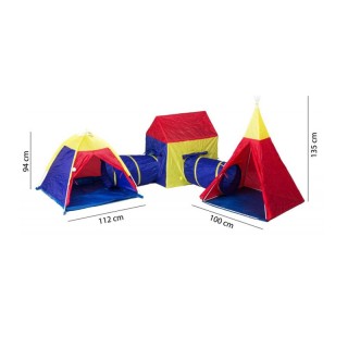 Σετ 3 Παιδικές Σκηνές με 2 Τούνελ Pop Up Πόλη 5 σε 1 Knorrtoys 8906