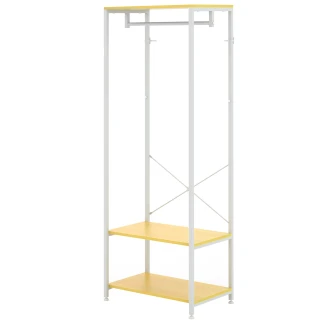 HOMCOM 2 in 1 clothes hanger with 2-tier shelf, made of steel and...