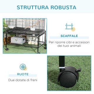PawHut Steel Bird Cage with Perches, Toys, Food Contains and Tray, ... PawHut Steel Bird Cage with Perches, Toys, Food Contains and Tray, ...