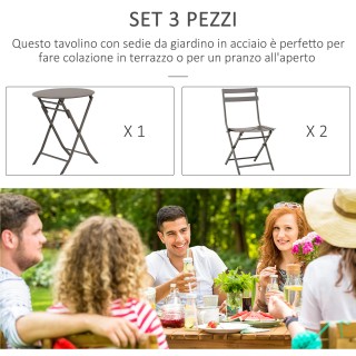 Τραπεζάκι Σαλονιού Outsunny με Πτυσσόμενες Καρέκλες σε Καφέ Ατσάλι,... Τραπεζάκι Σαλονιού Outsunny με Πτυσσόμενες Καρέκλες σε Καφέ Ατσάλι,...