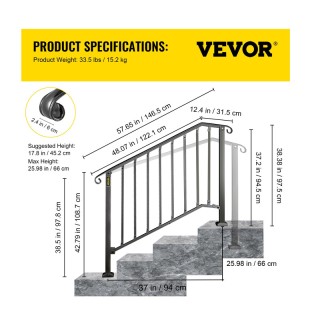 Σιδερένια Κάγκελα Σκάλας Εξωτερικού Χώρου για 3-4 Σκαλοπάτια 94 x 1... Σιδερένια Κάγκελα Σκάλας Εξωτερικού Χώρου για 3-4 Σκαλοπάτια 94 x 1...
