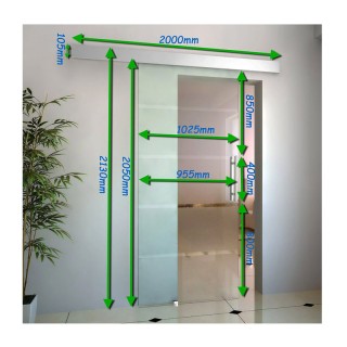 Εσωτερική Συρόμενη Γυάλινη Πόρτα με 4 Διαφανείς Λωρίδες 102.5 x 205...