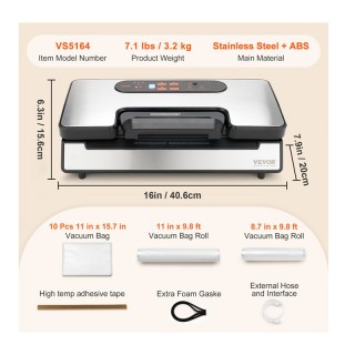 Συσκευή Σφραγίσματος Τροφίμων σε Σακούλα 90 Kpa VEVOR SYJZKFKJTSSB3...