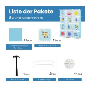 Σύστημα Αποθήκευσης - Παιδική Αρθρωτή Ντουλάπα με 12 Κύβους και 2 Ρ... Σύστημα Αποθήκευσης - Παιδική Αρθρωτή Ντουλάπα με 12 Κύβους και 2 Ρ...