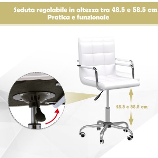 Καρέκλα Γραφείου 52.5 x 54 x 84-99 cm Χρώματος Λευκό HOMCOM 02-0701