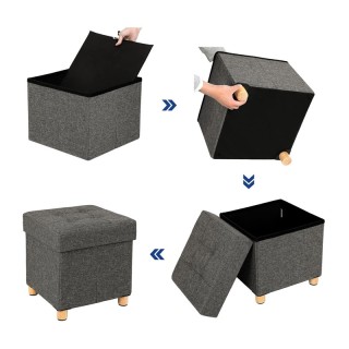 Σκαμπό με Αποθηκευτικό Χώρο 38 x 38 x 40 cm Χρώματος Ανθρακί Songmi...