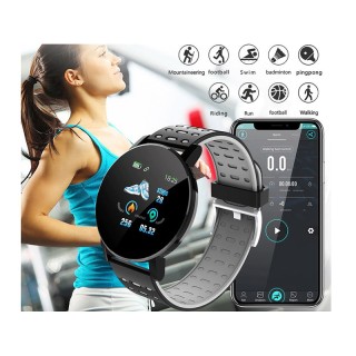 Smartwatch 119 Plus με Μετρητή Καρδιακών Παλμών Χρώματος Μαύρο - Λε...