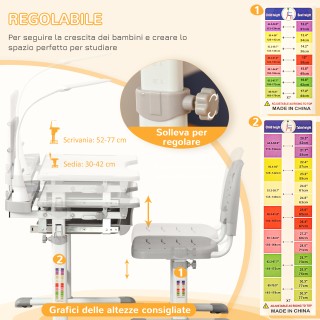 Σχολικό Θρανίο HOMCOM με Καρέκλα για παιδιά 6-12 ετών με ρυθμιζόμεν...