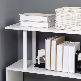 HOMCOM Μοντέρνο Γωνιακό Γραφείο Νοβιοσανίδας με Ράφι 4 Επιπέδων για...