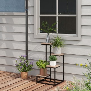 Outsunny φυτικό ράφι 4 επιπέδων από ατσάλι και ξύλο, 40x40x75,5 cm,...