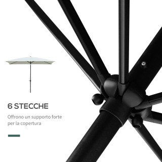 Ομπρέλα Κήπου Outsunny Ορθογώνια 200x300cm Ανοιγόμενη μανιβέλα και ...