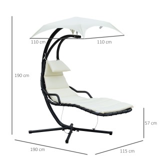 Outsunny Sun Lounger Chaise Longue Ξαπλώστρα με Canopy Cream 190 11... Outsunny Sun Lounger Chaise Longue Ξαπλώστρα με Canopy Cream 190 11...