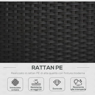 Outsunny Σετ κήπου 4 τεμαχίων από Rattan PE και ατσάλι, με καναπέ, ...