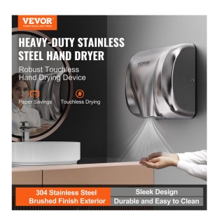 Στεγνωτήρας Χεριών από Ανοξείδωτο Ατσάλι με Αισθητήρα 1800 W 325 x ...