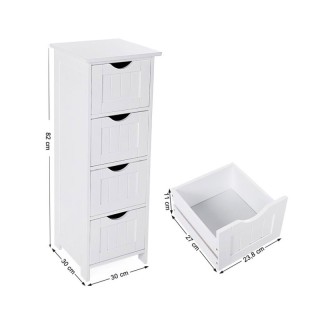Στήλη Μπάνιου με 4 Συρτάρια 30 x 30 x 82 cm Songmics LHC40W