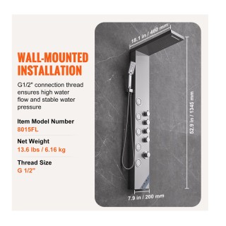 Στήλη Nτους - Υδρομασάζ Τοίχου 134.5 cm με Τηλέφωνο 4 σε 1 VEVOR FT... Στήλη Nτους - Υδρομασάζ Τοίχου 134.5 cm με Τηλέφωνο 4 σε 1 VEVOR FT...