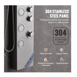 Στήλη Nτους - Υδρομασάζ Τοίχου 134.5 cm με Τηλέφωνο 4 σε 1 VEVOR FT...