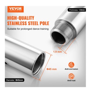 Στύλος Pole Dancing από Ανοξείδωτο Ατσάλι 2226-2824 mm VEVOR DBDJYX...