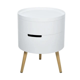 Runder Beistelltisch aus Holz mit drehbarer Öffnung und ...