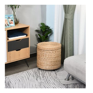 Στρογγυλό Ψάθινο Σκαμπό με Αποθηκευτικό Χώρο 43 x 43 cm HOMCOM 837-072 Στρογγυλό Ψάθινο Σκαμπό με Αποθηκευτικό Χώρο 43 x 43 cm HOMCOM 837-072
