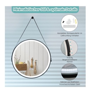 Στρογγυλός Επιτοίχιος Μεταλλικός Καθρέπτης Μπάνιου με LED Φωτισμό 6... Στρογγυλός Επιτοίχιος Μεταλλικός Καθρέπτης Μπάνιου με LED Φωτισμό 6...