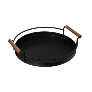 Στρογγυλός Μεταλλικός Δίσκος με Ξύλινες Λαβές 36 cm 5Five Simply Sm...