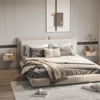 Σετ Κρεμαστά Ξύλινα Κομοδίνα 40 x 30 x 19.5 cm 2 τμχ Χρώματος Καφέ ...