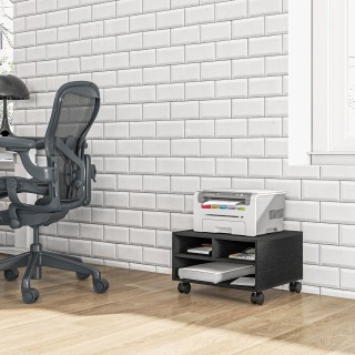 Έπιπλο εκτυπωτή HOMCOM με 2 Ξύλινα ράφια με ρόδες για γραφείο και μ... Έπιπλο εκτυπωτή HOMCOM με 2 Ξύλινα ράφια με ρόδες για γραφείο και μ...