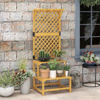 Outsunny Planter με σχάρα 2 επιπέδων με οροφή και ράφια, σε ξύλο ελ...