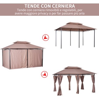 Outsunny Steel Gazebo με Διπλή Στέγη και Χακί Αδιάβροχες Τέντες 4 x... Outsunny Steel Gazebo με Διπλή Στέγη και Χακί Αδιάβροχες Τέντες 4 x...