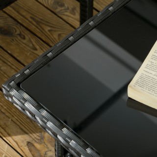 PE Rattan Outdoor Lounge με καναπέ, 2 πολυθρόνες με μαξιλάρια και γ...