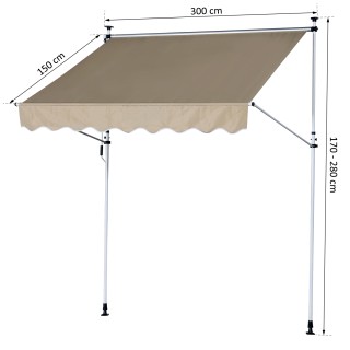 Outsunny Αυτοφερόμενη Τέντα Μπεζ 300? 150cm 840-183CW