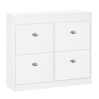 HOMCOM Ξύλινο ντουλάπι παπουτσιών εξοικονόμησης χώρου 4 πτυσσόμενα ...